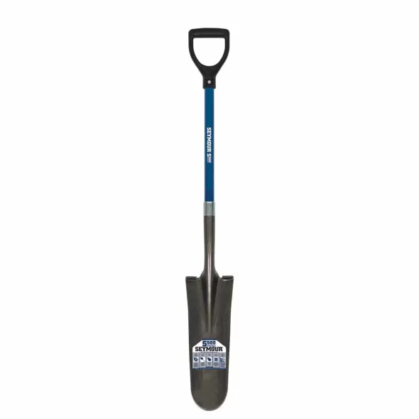 16" Blade Blue Industrial Grade Fiberglass Handle Forward Turned Step Drain Spade | STRSVDD46