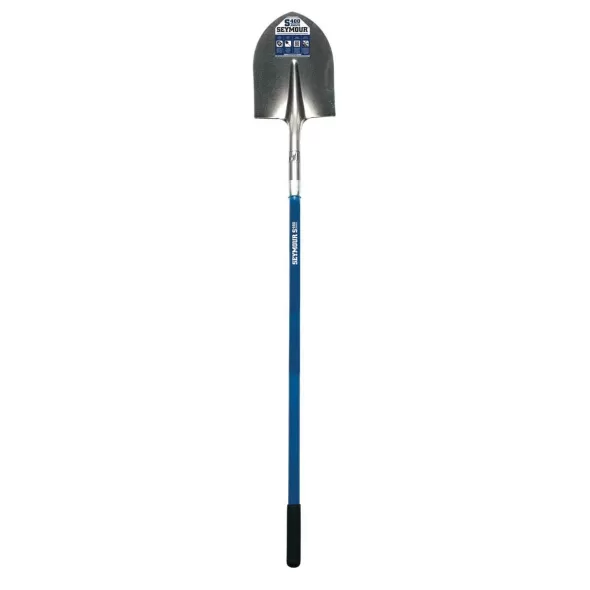 9.5" x 11.5" Blade Blue Fiberglass Handle Round Forward Turned Step Point Shovel | STRSVLR40