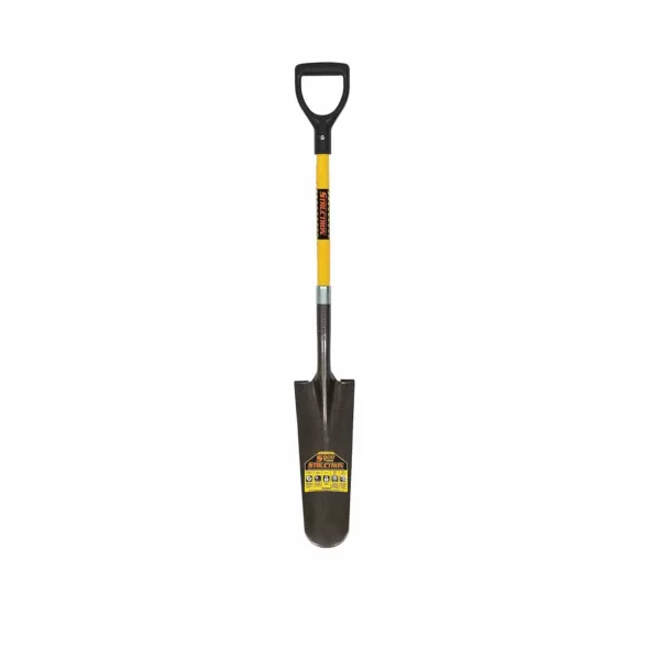 16" Blade 29" Premium Fiberglass Handle Drain Forward Turned Step Spade Shovel | STRS604D
