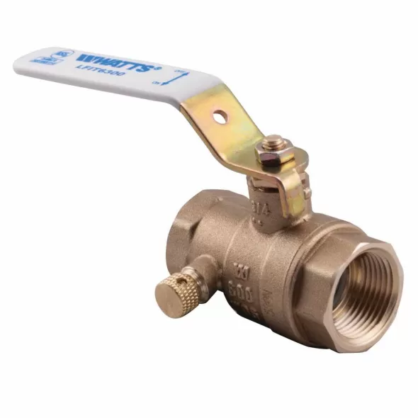 1" NPT Lead-Free Copper Silicon Alloy 600 psi LFIT6300 Series 2-Piece with Drain Ball Valve | VLZBVD010FLF