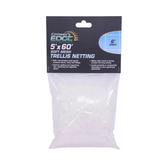 Grower's Edge Soft Mesh Trellis Netting 5 ft x 60 ft w/ 6 in Squares (9/Cs)