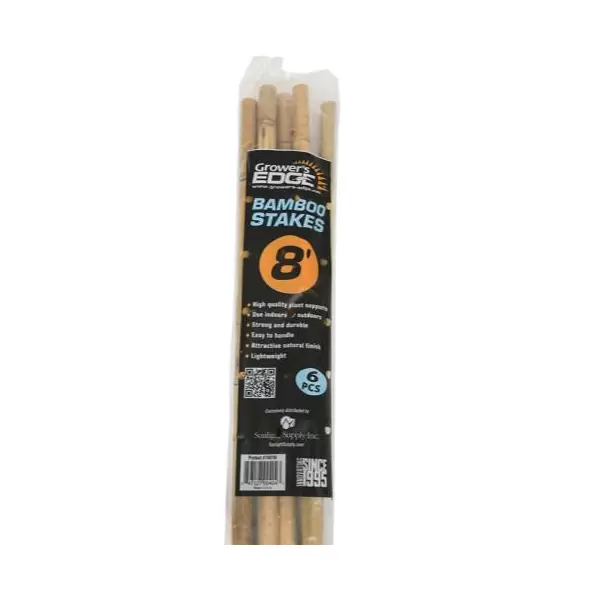 Grower's Edge Natural Bamboo 8 ft - 6/Bag (20 Bags/Bundle)