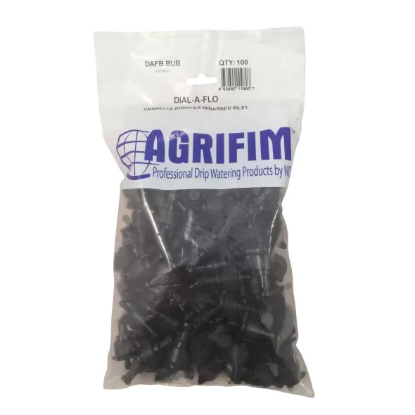 1/4" Barb 0 to 25 gph Black Non-Pressure Umbrella Bubbler | AGFDAFBBUB