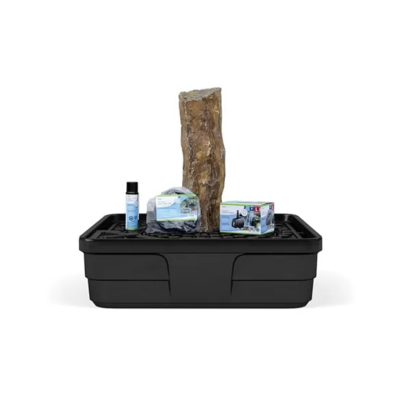Mongolian Basalt Column Landscape with (1) 30" Mongolian Natural Basalt Column Fountain Kit | AQS58065