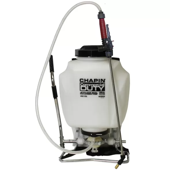 8" x 8" x 18" 4 gal Tank 48" Hose 40 to 60 psi Self-Cleaning with Hand Sprayer Combo Backpack Sprayer | CHP63900