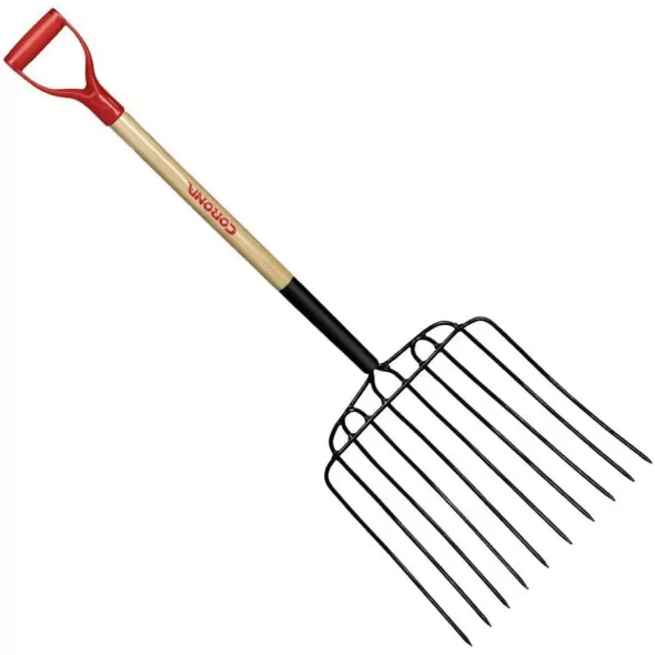 Tampered Steel Blade 30" Northern Ash Wood Handle 10-Tine Ensilage Fork | CORFK44010