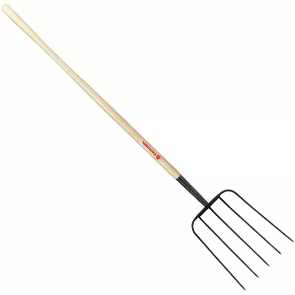 Tampered Steel Blade 54" Northern Ash Wood Handle 5-Tine Hay Fork | CORFK71005