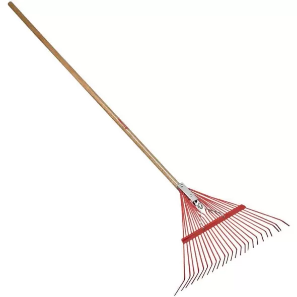 24" Coated Metal Blade 54" Wood Handle 24-Tine Spring Brace Rake | CORRK24003