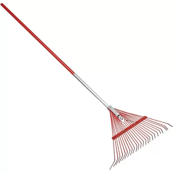 24" Powder Coated High Carbon Steel Blade 54" Aluminum Handle 24-Tine Spring Brace Rake |  RK 24061