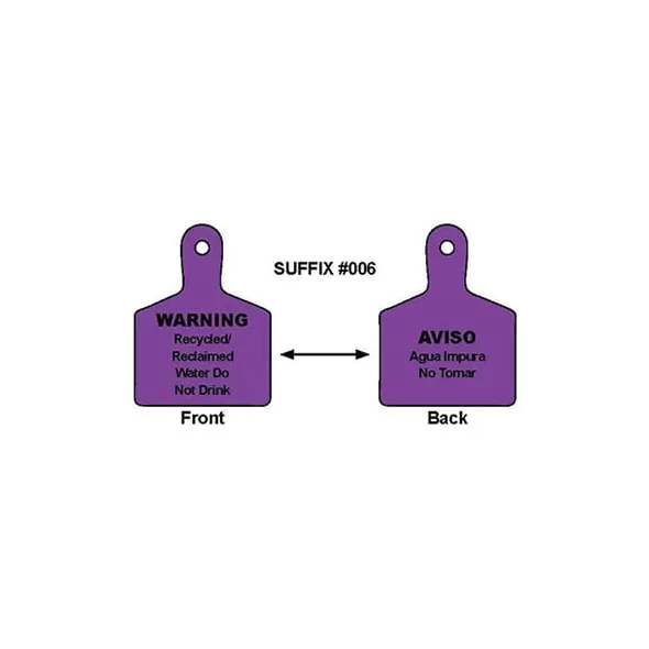 3" x 4" Purple Polyurethane Recycled/Reclaimed Water Do Not Drink Legend Double Sided Valve ID Tag | CSTIDMAXP2RC006