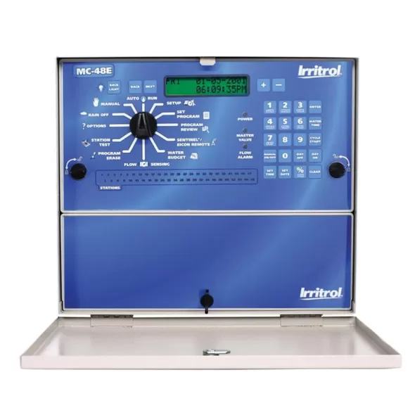 12 Stations Indoor/Outdoor 10-1/2" x 4-1/4" x 9-3/4" Blue MC-E Series Irrigation Controller | IRRMC12E