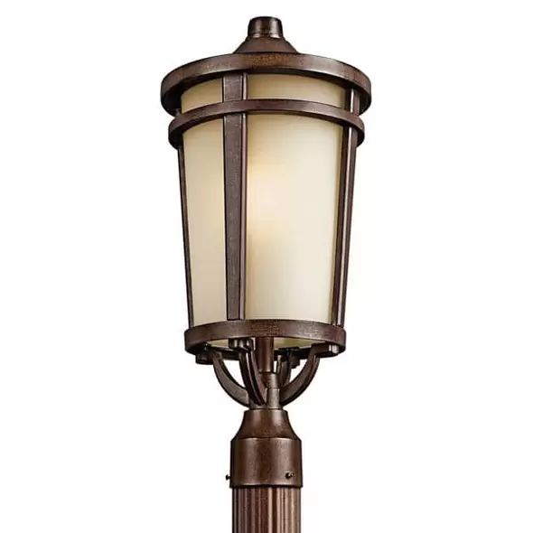 150 W Medium A21 Incandescent Brownstone Cast Aluminum Post Light | KIC49074BST