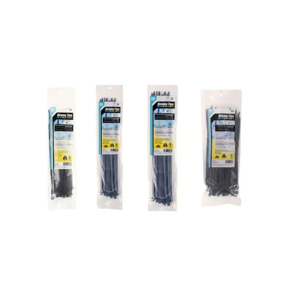 8" Black Xtreme 100/Bag Cable Tie | KNG46308UVBFZ