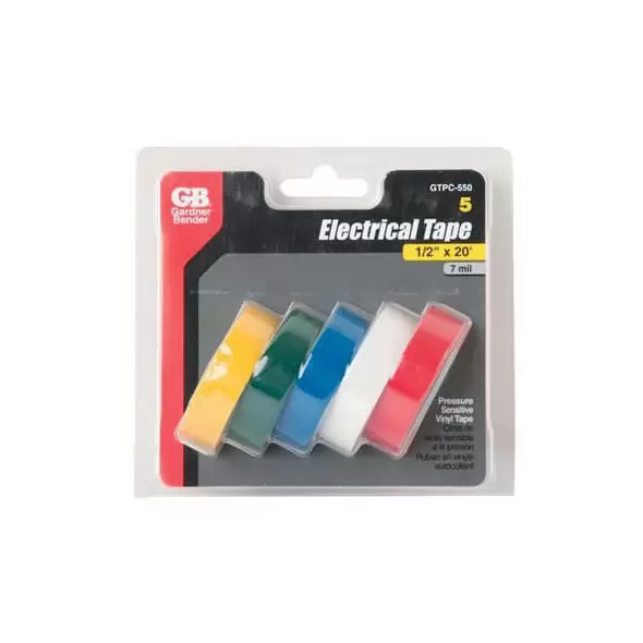 1/2" x 20' x 7 mil Red/White/Blue/Green/Yellow Assorted For Marking and Coding Wires Electrical Tape | KNGGTPC550