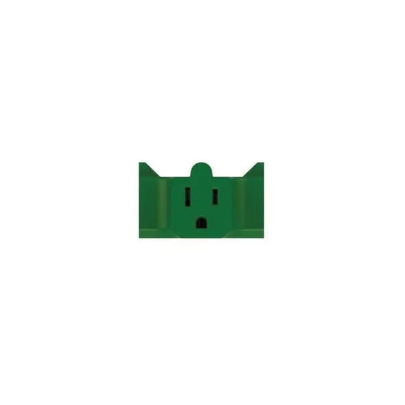125 VAC 15 A 2-1/4" x 1-3/8" x 1-3/4" Green Heavy-Duty 3-Outlet Adapter | MEN3704143
