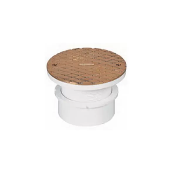 4" PVC Adjustable Round with 6" Brass Scored Skid Resistant Cover Cleanout | IPS4841A