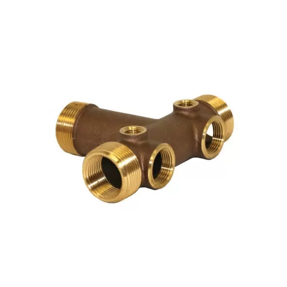 1-1/4" MIP x FIP Brass Short with (2) 3/4" Drain Hole Tank Tee | MRLBAT1252