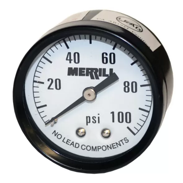 0 to 100 psi 2" Dial 1/4" NPT Lead-Free Rear Pressure Gauge | MRLPGB10025
