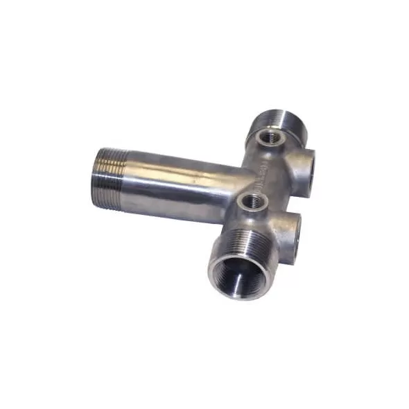 1-1/4" MIP x FIP 304 Stainless Steel with (2) 3/4" Drain Hole Tank Tee | MRLSSAT1252S