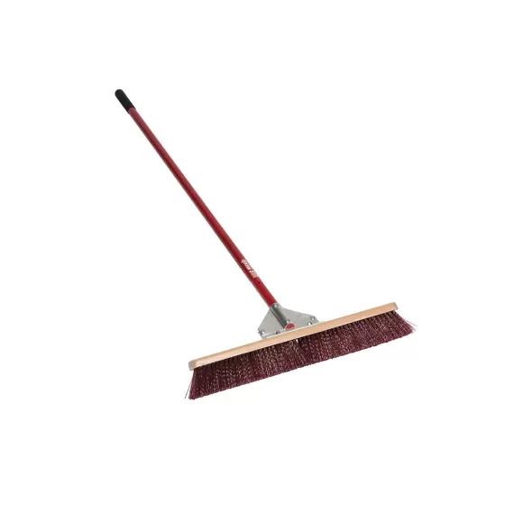 24" Stiff Bristle 60" Red Powder Coated Aluminum Handle Wonder Broom | STR82624