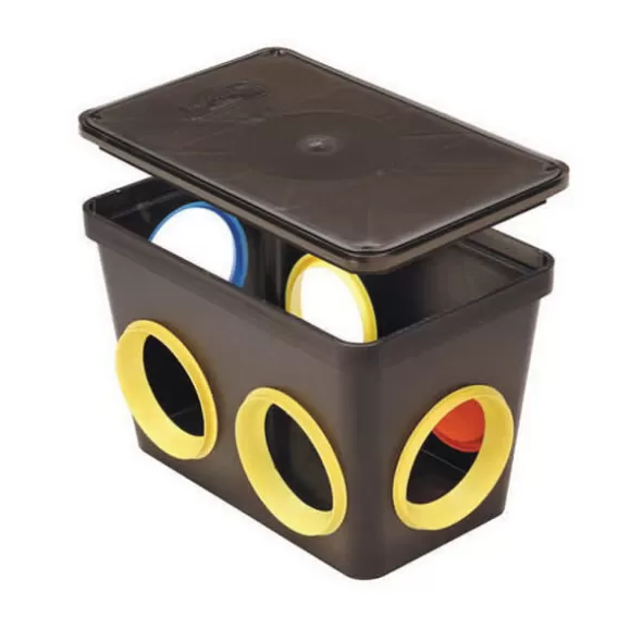 14" x 9" x 9" Black with Lid 6-Hole Distribution Box | TFT6HD2