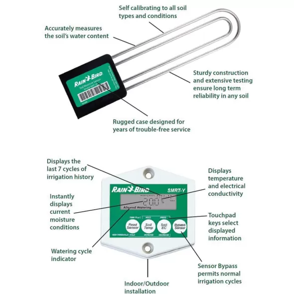 25 VAC Input Wireless 2" x 0.5" x 8" 304 Stainless Steel SMRT Series In-Ground Soil Moisture Sensor | RBLSMRTY