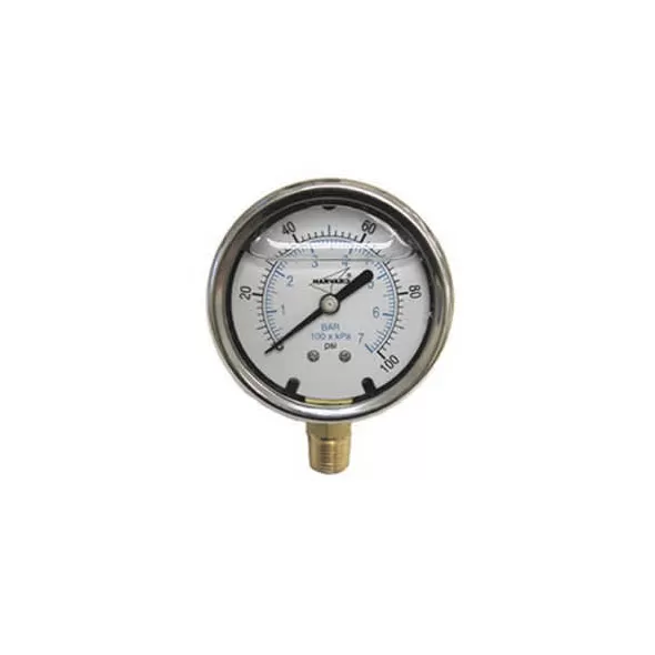 0 to 30" Hg 2-1/2" Dial 1/4" Lead-Free Liquid Filled Lower Vacuum Gauge | AMGILVG30254LNL
