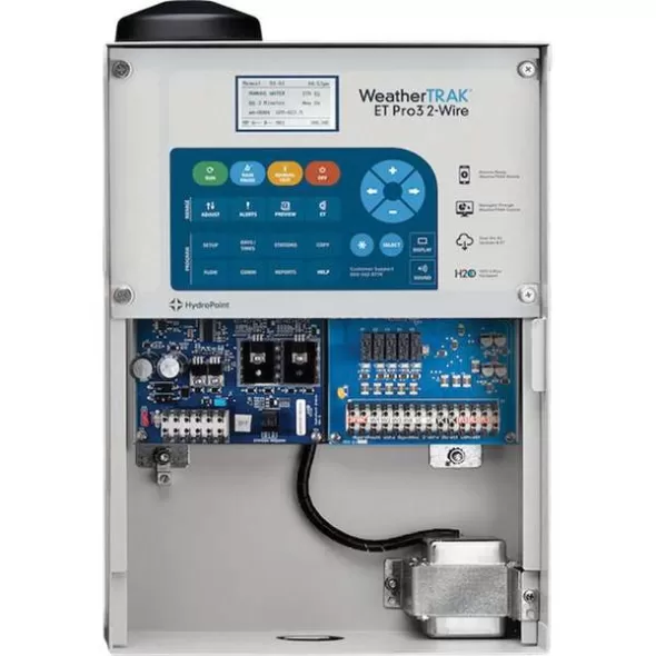 120/220 VAC Input 24 VAC Output 96 Stations Wired 12" x 5-3/4" x 17" Powder Coated Cold Rolled Steel ET Pro3 H2O Series 2 Wire Commercial Controller | WTPRO3CH2O96CWM