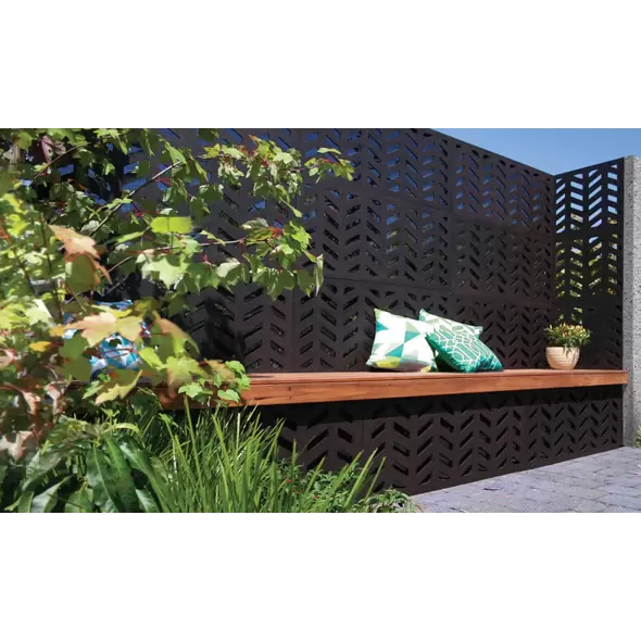 Alert Distributing Herringbone Modular Hardwood Composite Decorative Fence Panel 5/16" x 24" x 48" | OUTUSADSHE1