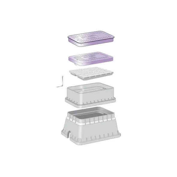 20-1/2" x 14-1/2" x 12" Rectangular Black Box Reclaimed Water Jumbo with Snap Lock Purple Lid Utility Box | AMT190122