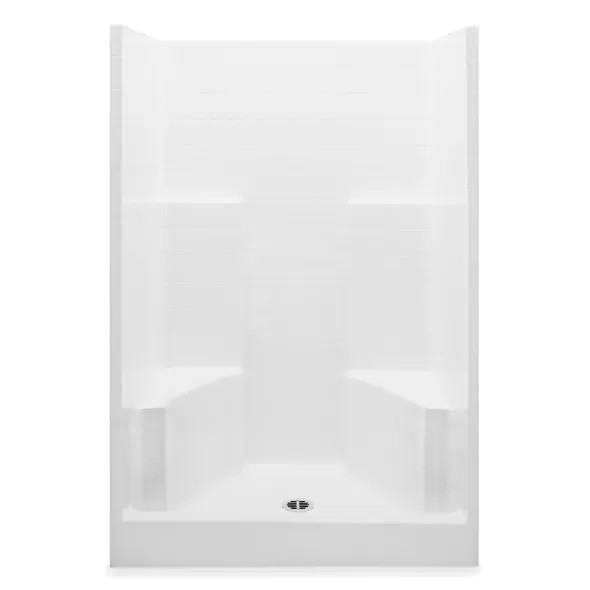 3-1/4" 48" x 35" x 76" AcrylX Applied Acrylic Textured/White 1-Piece Everyday Series with Center Drain Shower Stall | AQT1483CTGNWH