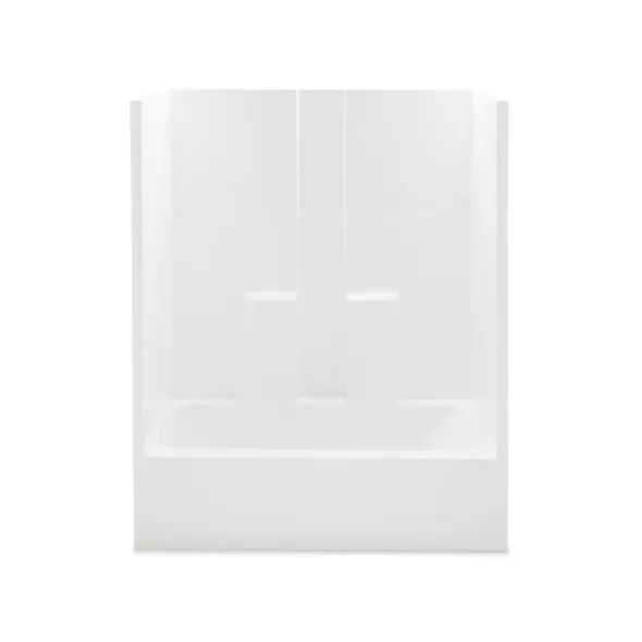 2" 60" x 30" x 72" AcrylX Applied Acrylic Smooth/White 1-Piece Everyday Series with Right Drain Tub Shower | AQT260330RWH