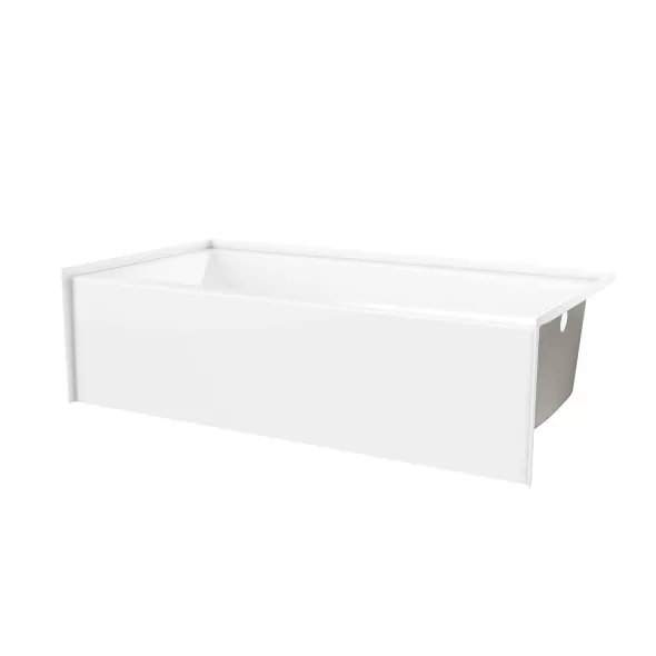 2" 60" x 30" x 16" AcrylX Applied Acrylic White 1-Piece Soaker Everyday Series with Left Drain Bathtub | AQT6030SMINLWH