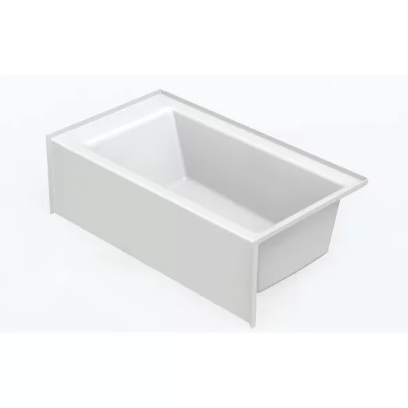 2" 60" x 32" x 18" AcrylX Applied Acrylic White 1-Piece Soaker Everyday Series with Right Drain Bathtub | AQT6032SMINRWH