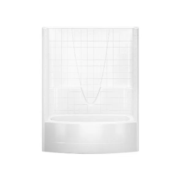 2" 60" x 36-1/4" x 71-3/4" AcrylX Applied Acrylic Smooth/White 1-Piece Everyday Series with Right Drain Tub Shower | AQT6036BSTMRWH
