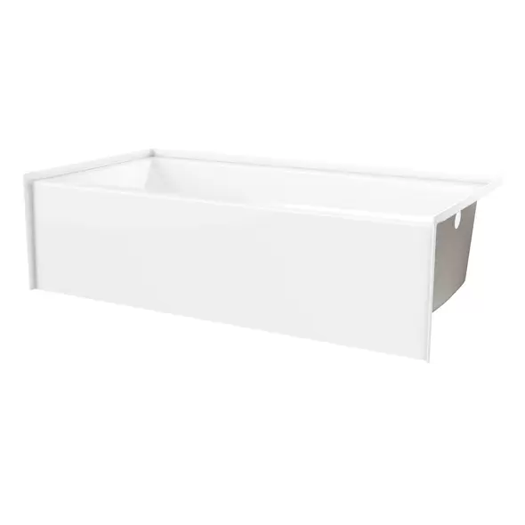 2" 60" x 36" x 18" AcrylX Applied Acrylic White 1-Piece Soaker Everyday Series with Left Drain Bathtub | AQT6036SMINLWH