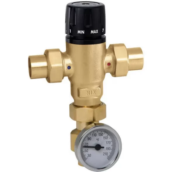 1" Sweat Lead-Free Brass 200 psi 521 Series 3-Way Adjustable with Check Valve Thermostatic and Pressure Balanced Mixing Valve | CAF521619AC