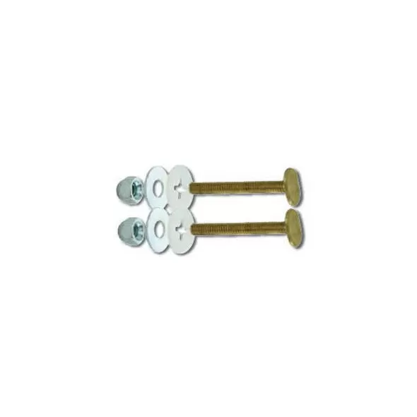 1/4" x 3-1/2" Solid Brass (2) Nickel-Plated Open End Nuts Closet Bolt Set | EZE40022
