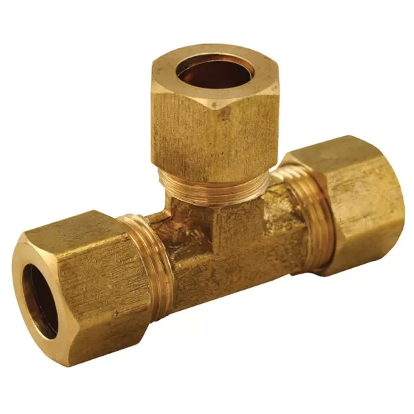 3/8" x 3/8" x 1/4" Compression Brass Style 64 Series Lead-Free Reducing Tee | JSCC74037LF