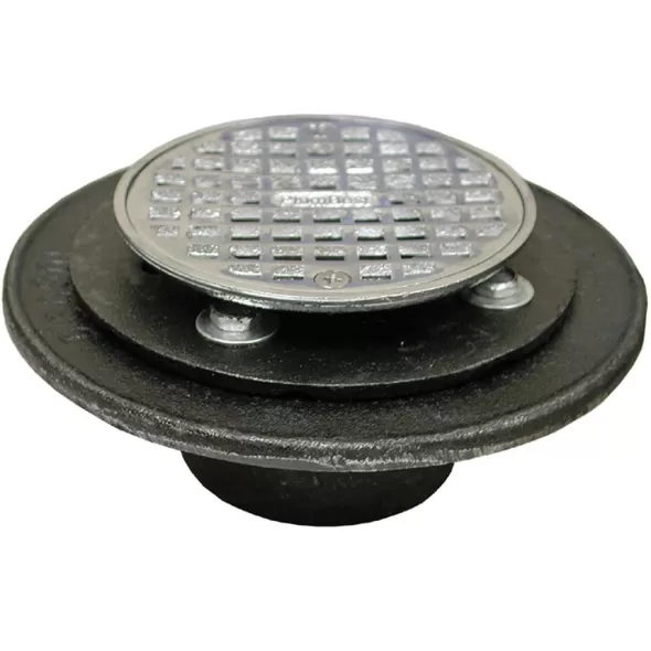 2" FIP 6-1/2" Pan Cast Iron Round with Strainer Shower/Floor Drain | JSCD60203