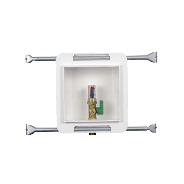 8.63" White Plastic Galvanized Steel Bracket Copper Tailpiece Fire-Rated Low Lead Ice Maker Outlet Box | OTY39121