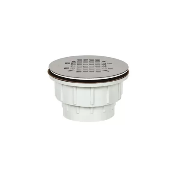 PVC White 825 Series Receptor Base Style Solvent Weld with Stainless Steel Strainer Shower Module Drain | SIO82527P