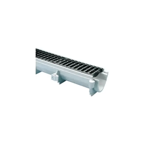 6" x 12' HDPE Z886 Series Pre-Sloped with 4" No-Hub Bottom Outlet Linear Trench Drain | ZRNZ886DGCU412