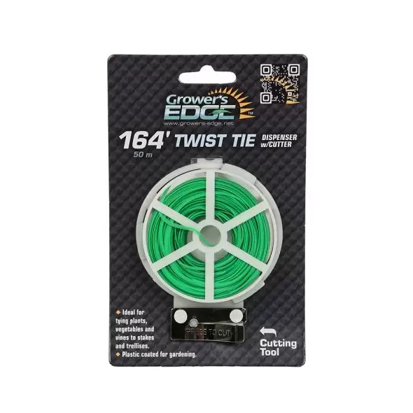 Grower's Edge Green Twist Tie Dispenser w/ Cutter - 164 ft (6/Cs)