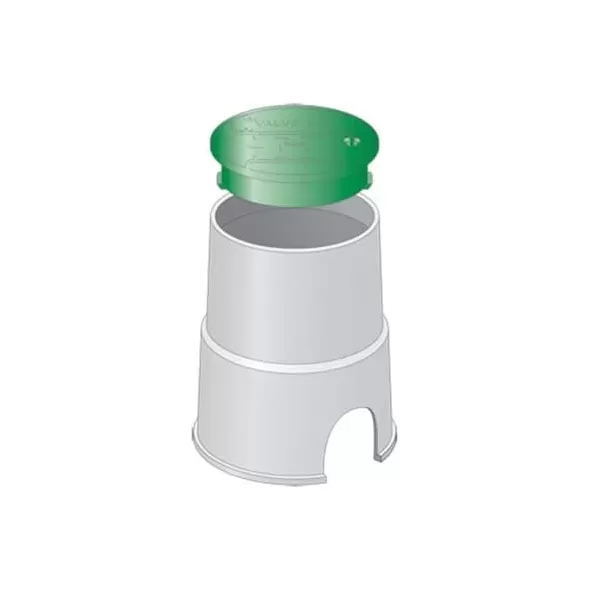 6" x 9-1/16" Round Black Econo with Green Lid Valve Box | AMT182103