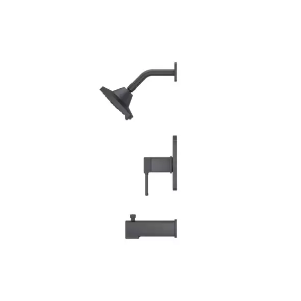 1/2" NPT 5-5/16" x 3-15/32" Metal Matte Black Multi-Function 1-Handle Deckard Series Tub and Shower Trim | PPFLG898DAB