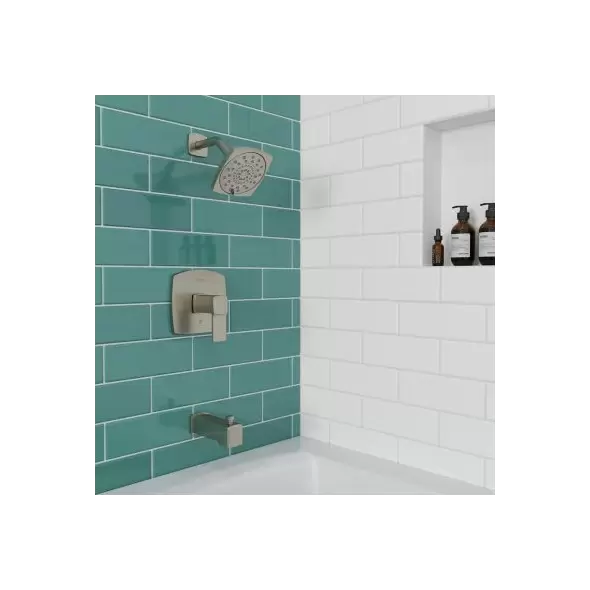 1/2" NPT 5-5/16" x 3-15/32" Metal Brushed Nickel Multi-Function 1-Handle Deckard Series Tub and Shower Trim | PPFLG898DAK