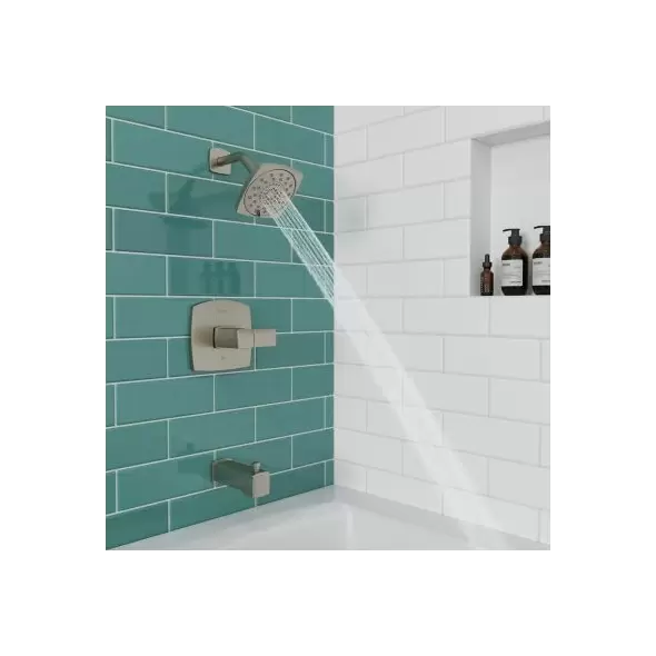 1/2" NPT 5-5/16" x 3-15/32" Metal Brushed Nickel Multi-Function 1-Handle Deckard Series Tub and Shower Trim | PPFLG898DAK