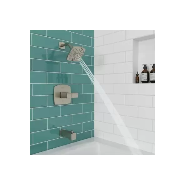 1/2" NPT 5-5/16" x 3-15/32" Metal Brushed Nickel Multi-Function 1-Handle Deckard Series Tub and Shower Trim | PPFLG898DAK