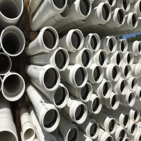 5" x 20' Bell End White PVC Pressure Pipe